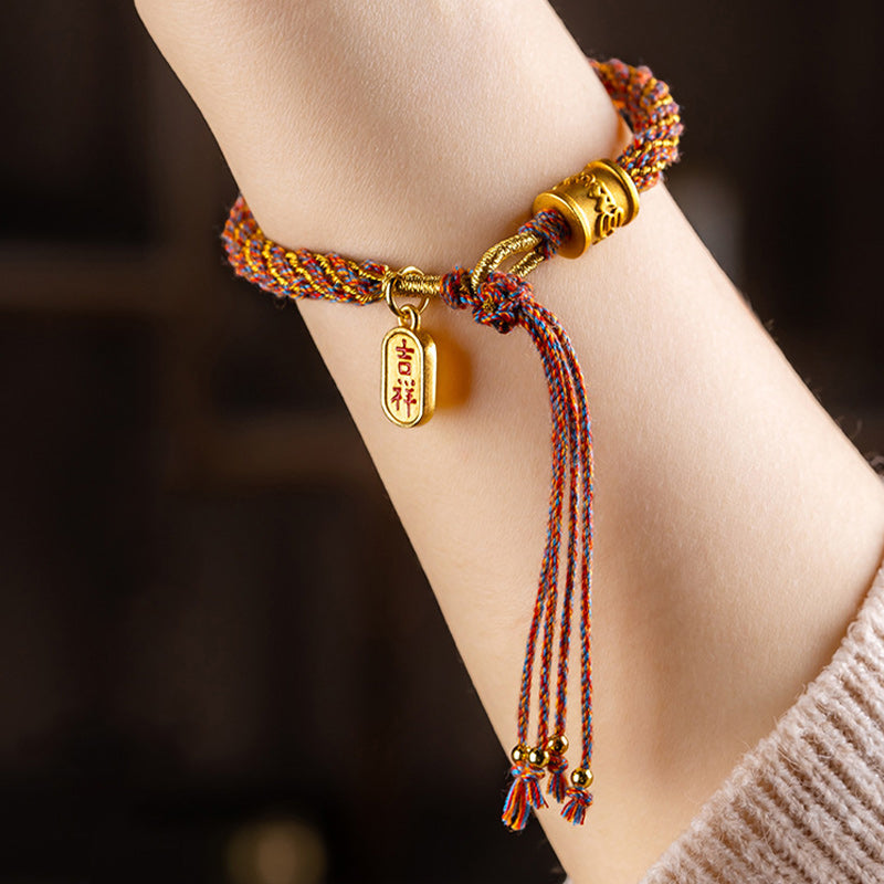 Buddha Stones ręcznie robione wielokolorowe tybetańskie Om Mani Padme Hum Ruyi pomyślna bransoletka pleciona