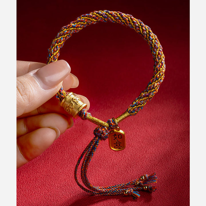 Buddha Stones ręcznie robione wielokolorowe tybetańskie Om Mani Padme Hum Ruyi pomyślna bransoletka pleciona