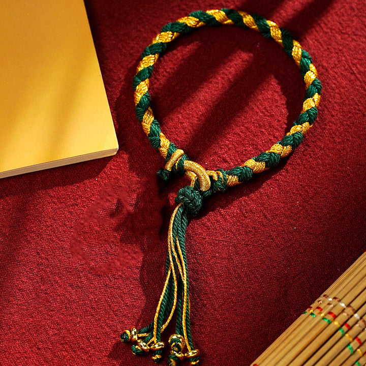 Buddha Stones Ręcznie Robione Tybetańskie Pięć Bogów Bogactwa Smocza Łuska Szczęścia Bransoletka Warkocz