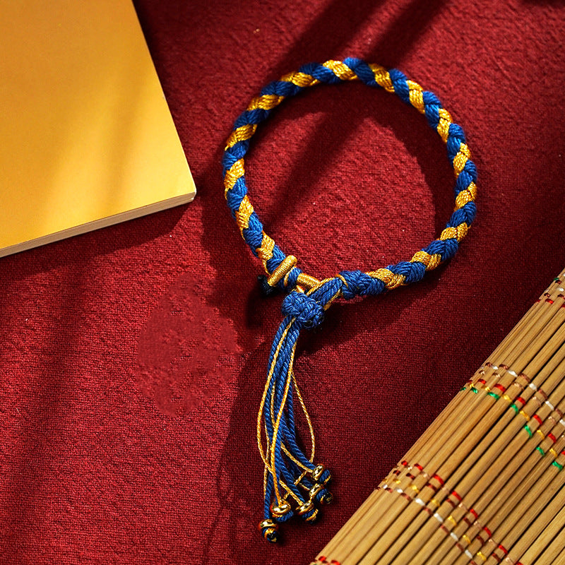 Buddha Stones Ręcznie Robione Tybetańskie Pięć Bogów Bogactwa Smocza Łuska Szczęścia Bransoletka Warkocz