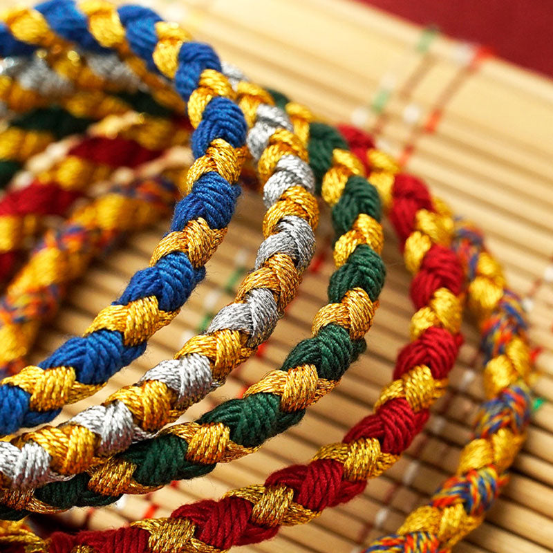 Buddha Stones Ręcznie Robione Tybetańskie Pięć Bogów Bogactwa Smocza Łuska Szczęścia Bransoletka Warkocz