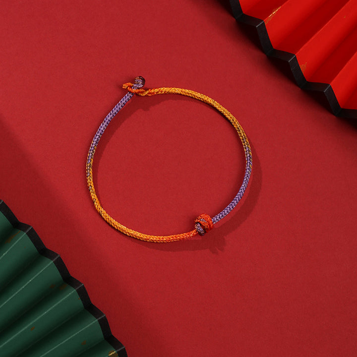 Buddha Stones ręcznie robione kolorowe fioletowo-złote czerwone plecione bransoletki