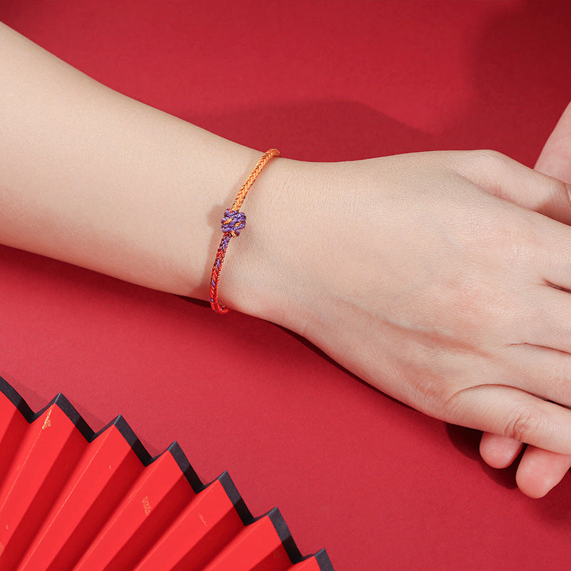 Buddha Stones ręcznie robione kolorowe fioletowo-złote czerwone plecione bransoletki