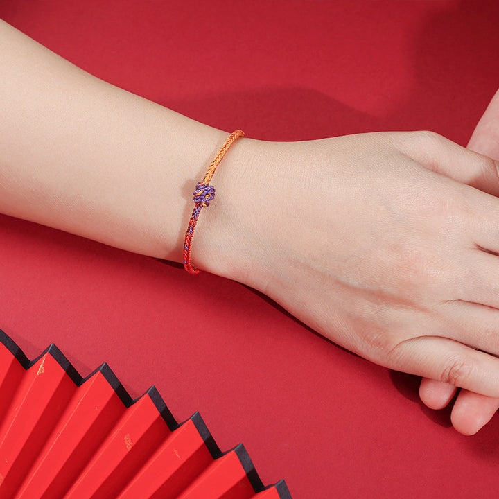 Buddha Stones ręcznie robione kolorowe fioletowo-złote czerwone plecione bransoletki