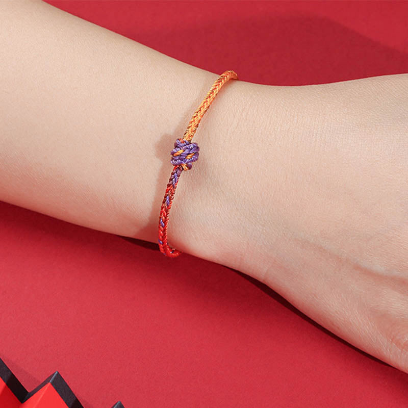 Buddha Stones ręcznie robione kolorowe fioletowo-złote czerwone plecione bransoletki