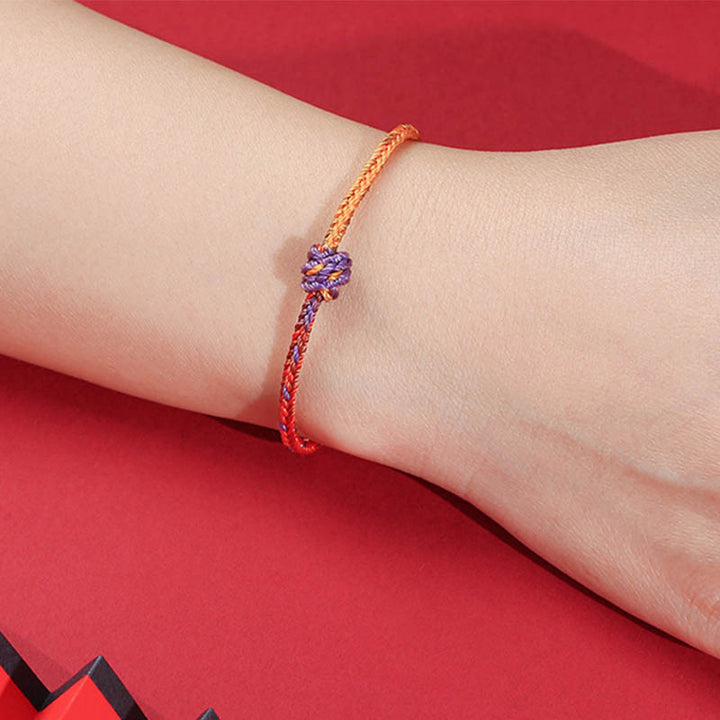 Buddha Stones ręcznie robione kolorowe fioletowo-złote czerwone plecione bransoletki