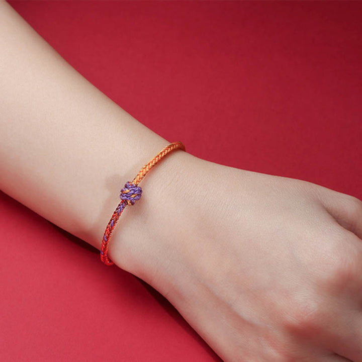 Buddha Stones ręcznie robione kolorowe fioletowo-złote czerwone plecione bransoletki