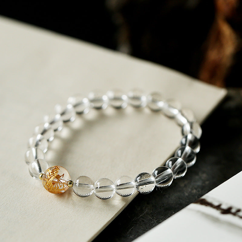 Buddha Stones Naturalny Czarny Obsydian Biały Kryształ Czarny Onyks Smok Siła Bransoletka