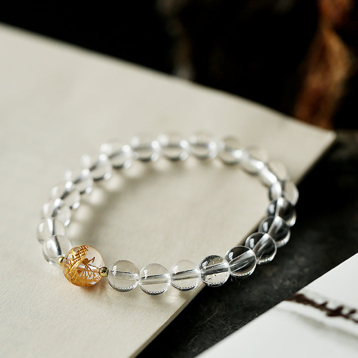 Buddha Stones Naturalny Czarny Obsydian Biały Kryształ Czarny Onyks Smok Siła Bransoletka