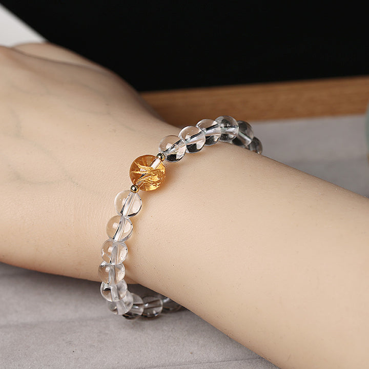 Buddha Stones Naturalny Czarny Obsydian Biały Kryształ Czarny Onyks Smok Siła Bransoletka