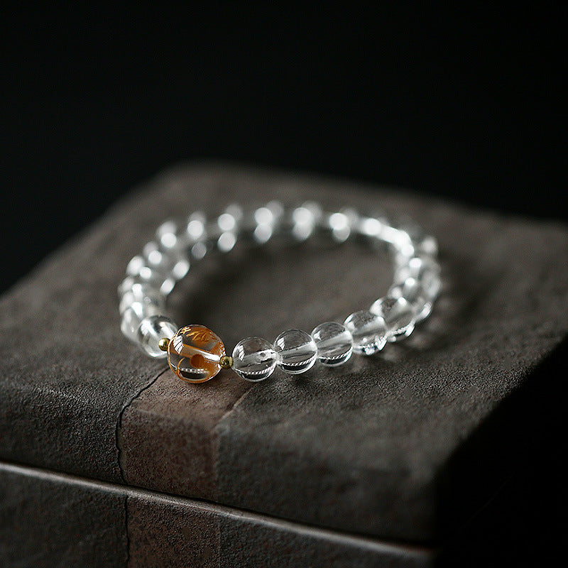 Buddha Stones Naturalny Czarny Obsydian Biały Kryształ Czarny Onyks Smok Siła Bransoletka