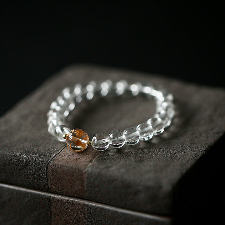 Buddha Stones Naturalny Czarny Obsydian Biały Kryształ Czarny Onyks Smok Siła Bransoletka