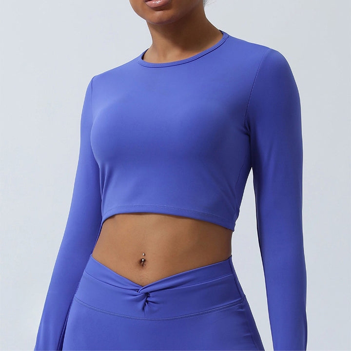 Buddha Stones Kobiety Trening Długi Rękaw Krzyżowy Top Bez Pleców Tee Legginsy Sport Fitness Joga Strój - image 4