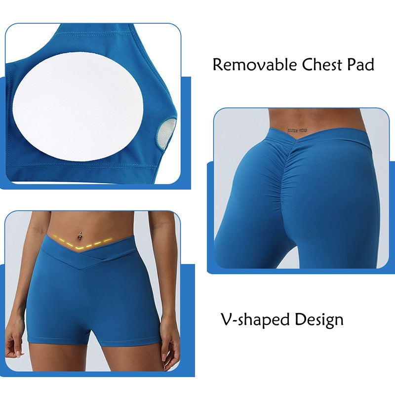 Buddha Stones 2 szt. trening bez rękawów top z odkrytym plecami spodenki rozkloszowane spodnie sportowy fitness joga strój zestaw - image 6