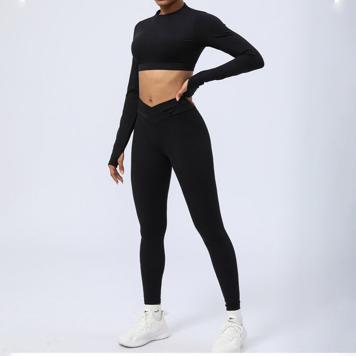 Buddha Stones 2 szt. Długi rękaw, top bez pleców, biustonosz, legginsy, spodnie, strój do fitnessu i jogi