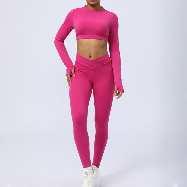 Buddha Stones 2 szt. Długi rękaw, top bez pleców, biustonosz, legginsy, spodnie, strój do fitnessu i jogi