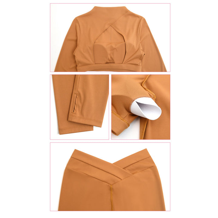 Buddha Stones 2 szt. Długi rękaw, top bez pleców, biustonosz, legginsy, spodnie, strój do fitnessu i jogi