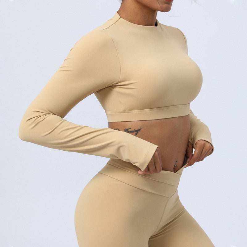 Buddha Stones 2 szt. Długi rękaw, top bez pleców, biustonosz, legginsy, spodnie, strój do fitnessu i jogi