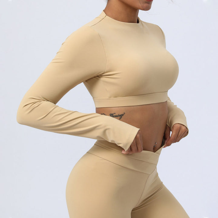 Buddha Stones 2 szt. Długi rękaw, top bez pleców, biustonosz, legginsy, spodnie, strój do fitnessu i jogi