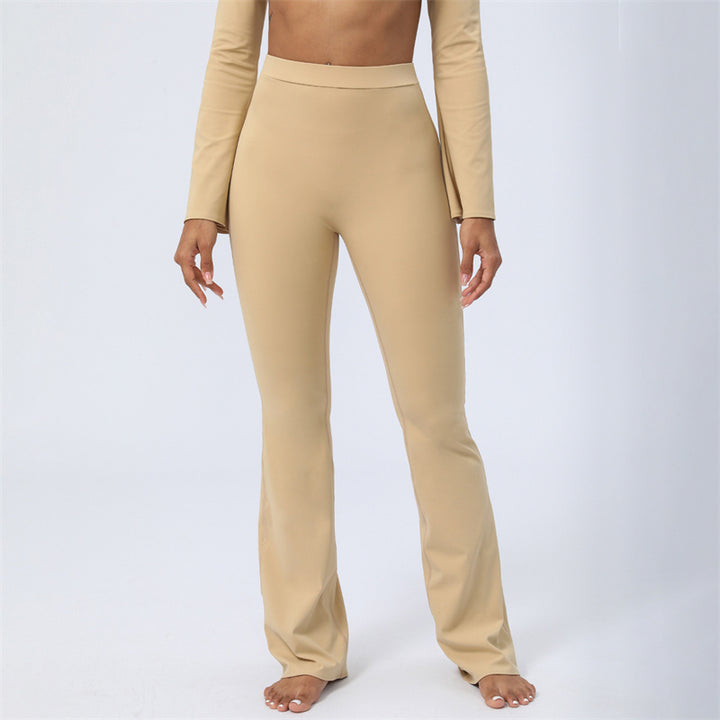 Buddha Stones Długi rękaw Biustonosz z odkrytymi plecami i ramiączkami Spodnie rozszerzane Fitness Joga Strój - Brązowy - Spodnie - US8-10, UK/AU12-14, EU40-42 (XL)  - image 18