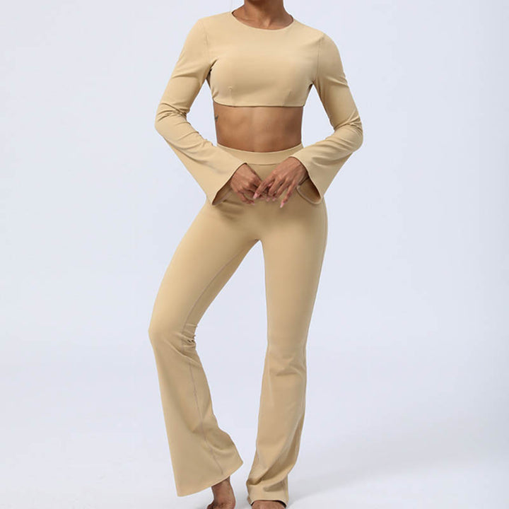 Buddha Stones Długi rękaw Biustonosz z odkrytymi plecami i ramiączkami Spodnie rozszerzane Fitness Joga Strój - image 27