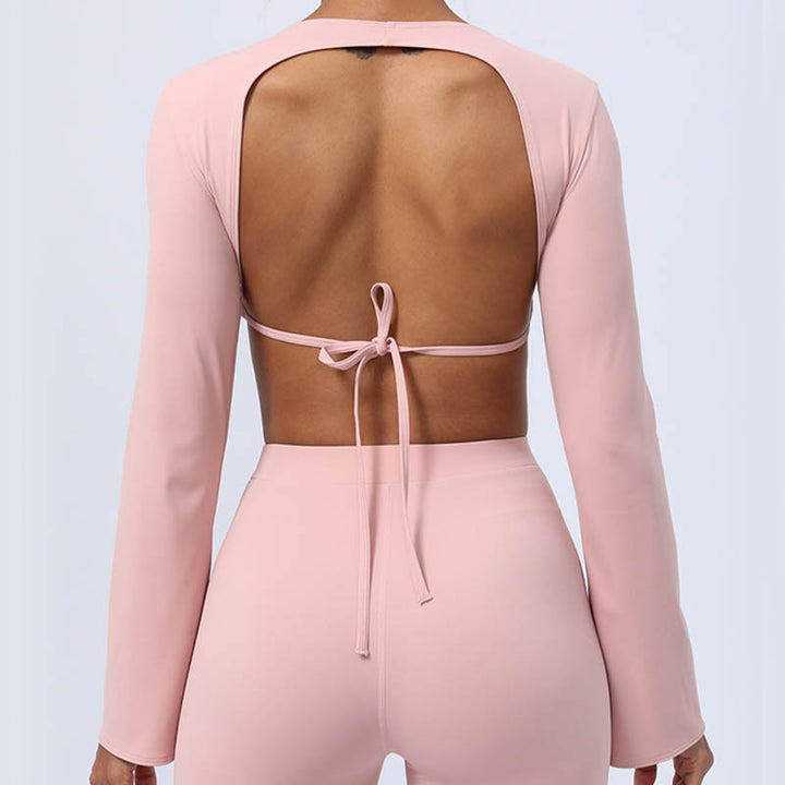 Buddha Stones Długi rękaw Biustonosz z odkrytymi plecami i ramiączkami Spodnie rozszerzane Fitness Joga Strój - image 40