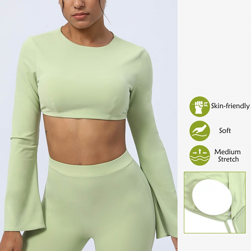 Buddha Stones Długi rękaw Biustonosz z odkrytymi plecami i ramiączkami Spodnie rozszerzane Fitness Joga Strój - image 14