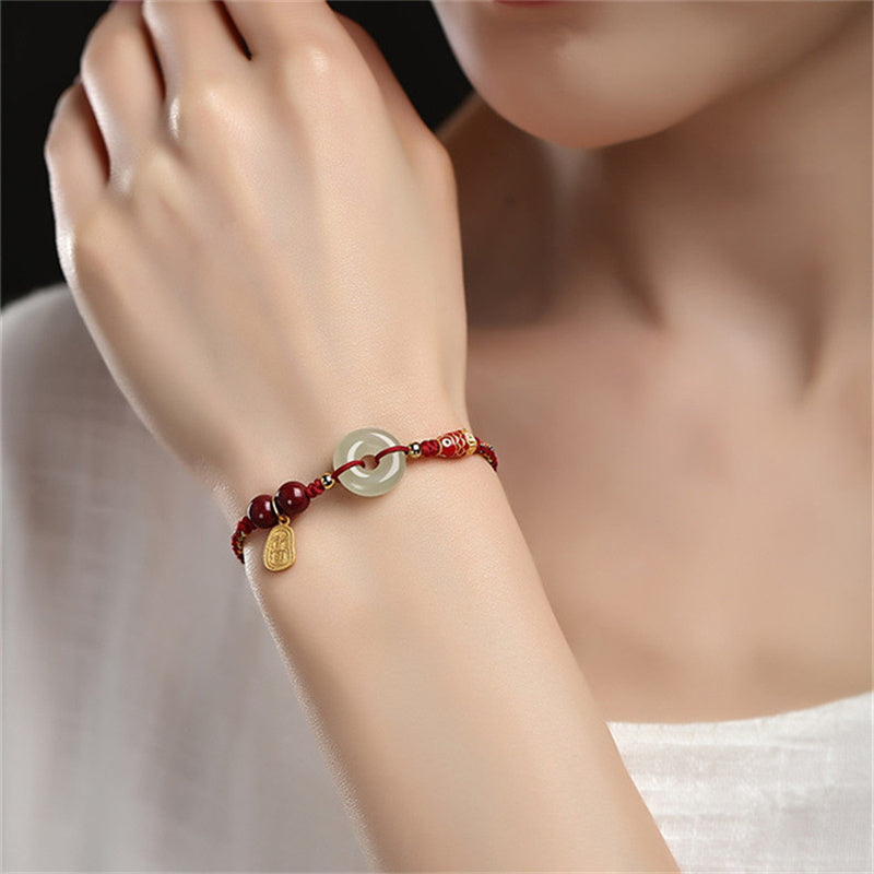 Bransoletka z Buddha Stones 925 ze srebra próby 925 z rybą Koi Hetian Jade Peace Buckle Luck