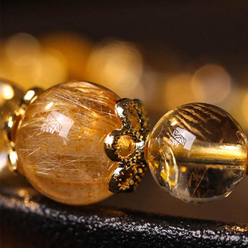 Bransoletka ochronna Buddha Stones Natural Citrine Amethyst Rutilated Quartz Prosperity
