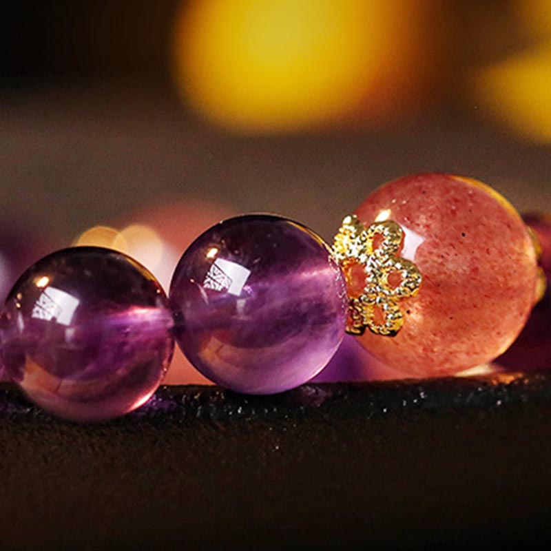 Bransoletka ochronna Buddha Stones Natural Citrine Amethyst Rutilated Quartz Prosperity