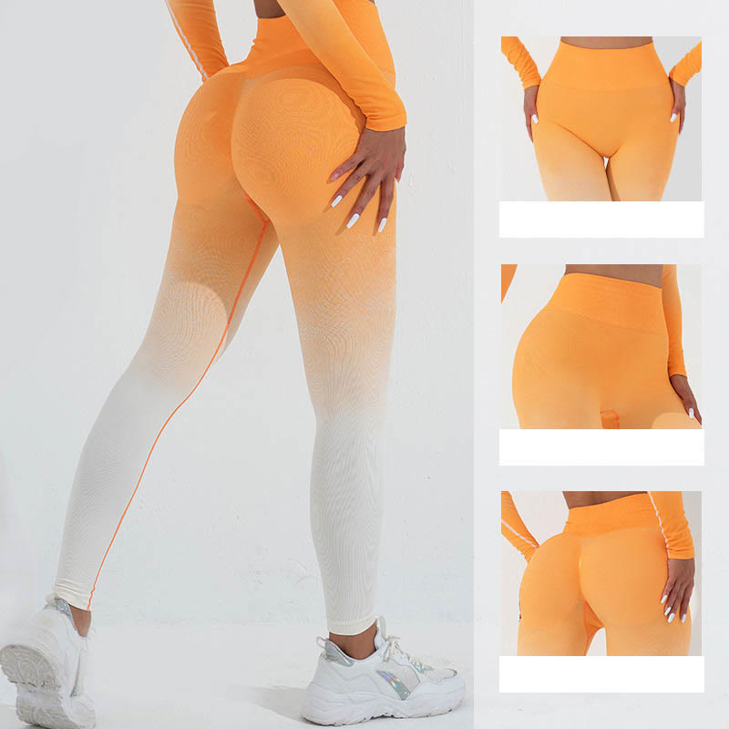 Buddha Stones Gradient Długi rękaw Crop Top Tee Biustonosz Legginsy Spodnie Fitness Joga Strój - image 23