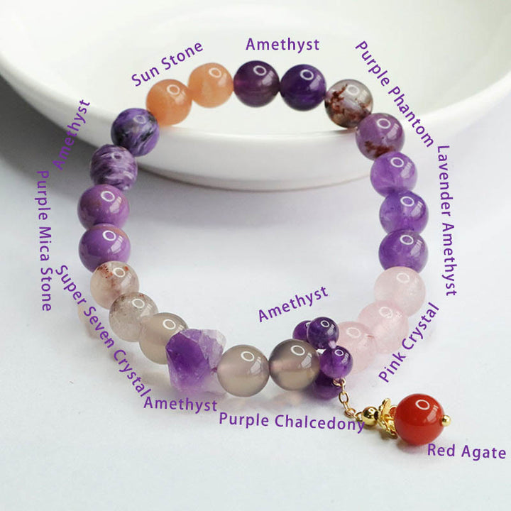 Bransoletka z koralików uzdrawiających Buddha Stones Natural Amethyst Crystal Inner Peace