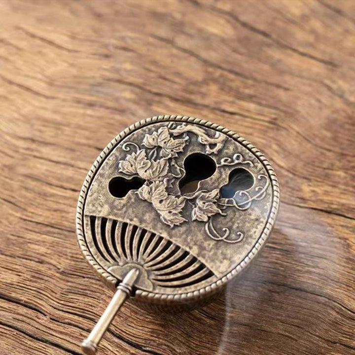 Buddha Stones Mały Mini Wachlarz Tykwy Pipa Stop Miedzi Kadzielnica Dekoracja Z Kadzidłem