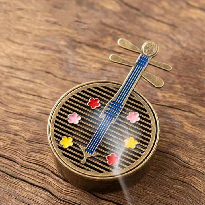 Buddha Stones Mały Mini Wachlarz Tykwy Pipa Stop Miedzi Kadzielnica Dekoracja Z Kadzidłem