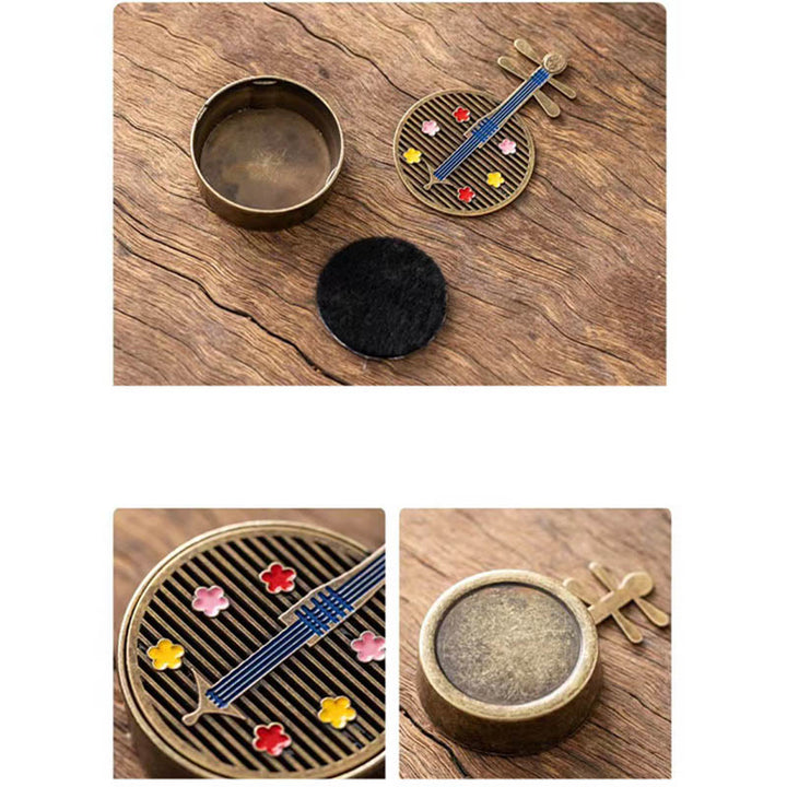 Buddha Stones Mały Mini Wachlarz Tykwy Pipa Stop Miedzi Kadzielnica Dekoracja Z Kadzidłem