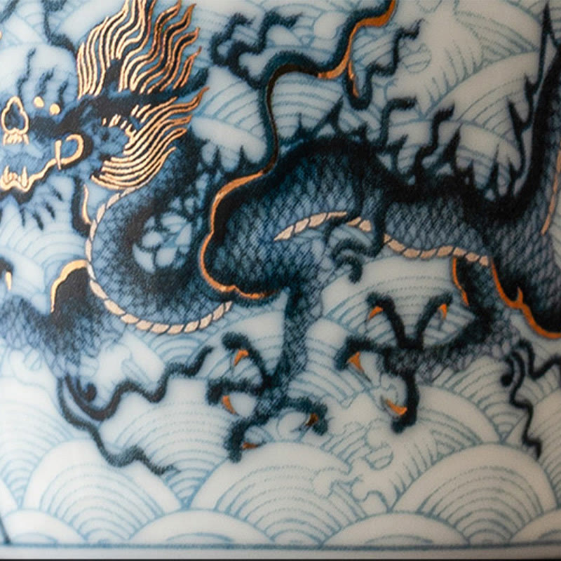 Buddha Stones Mały Niebieski I Biały Wzór Smoka Ceramiczny Filiżanka Do Herbaty Kung Fu Filiżanki Do Herbaty 45 ml