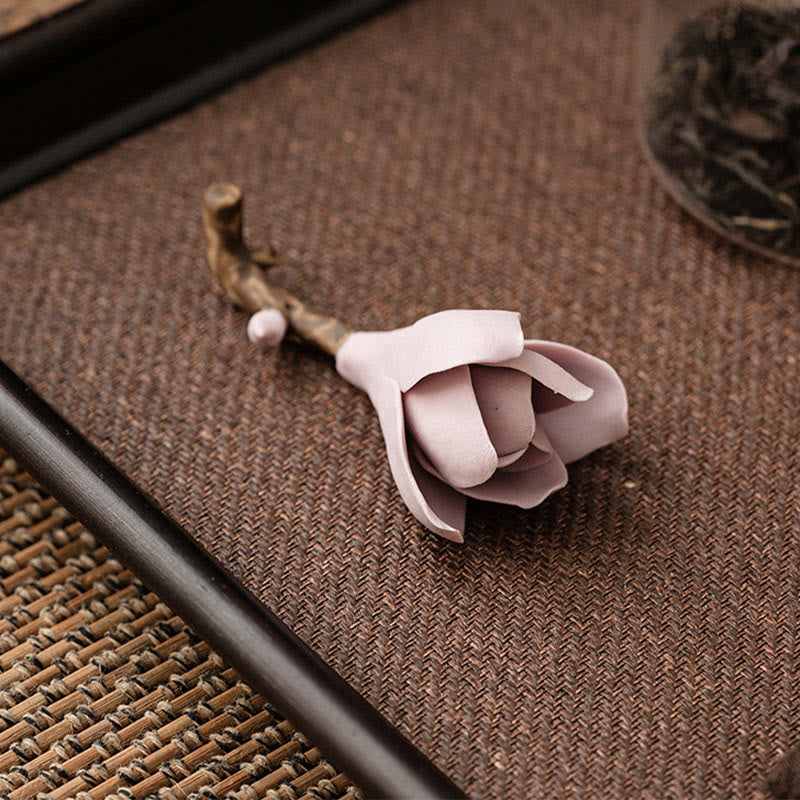 Buddha Stones Gardenia Kwiat Wzór Ceramiczny Uzdrawiający Kadzielnica Dekoracja