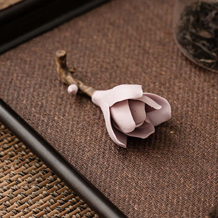 Buddha Stones Gardenia Kwiat Wzór Ceramiczny Uzdrawiający Kadzielnica Dekoracja