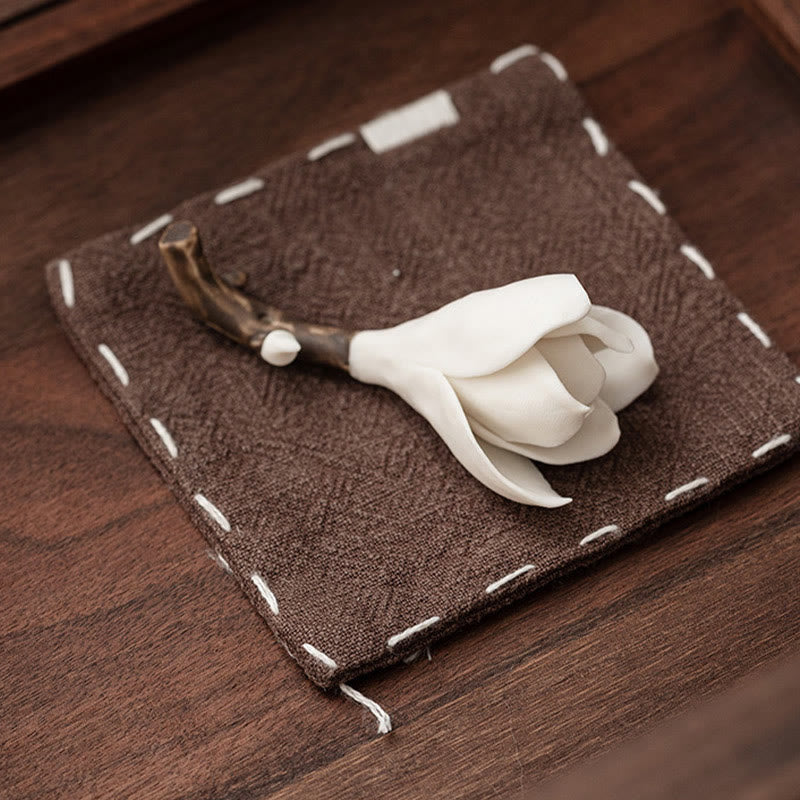 Buddha Stones Gardenia Kwiat Wzór Ceramiczny Uzdrawiający Kadzielnica Dekoracja