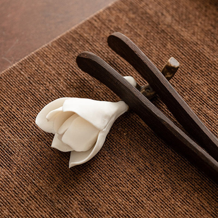 Buddha Stones Gardenia Kwiat Wzór Ceramiczny Uzdrawiający Kadzielnica Dekoracja