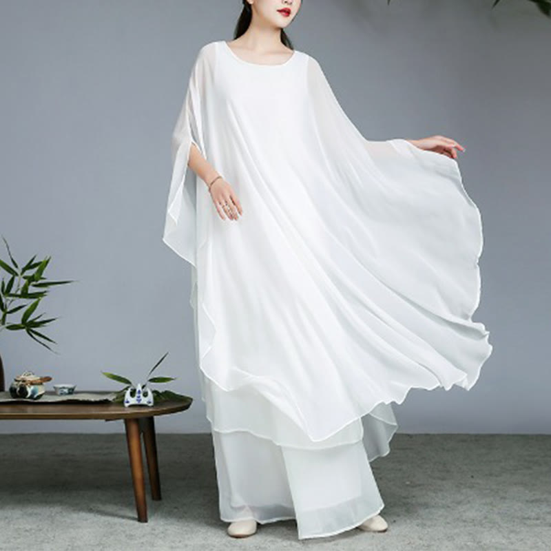 Buddha Stones Prosty wzór Midi Sukienka Szerokie Spodnie Medytacja Duchowy Zen Praktyka Joga Taniec Odzież - image 4