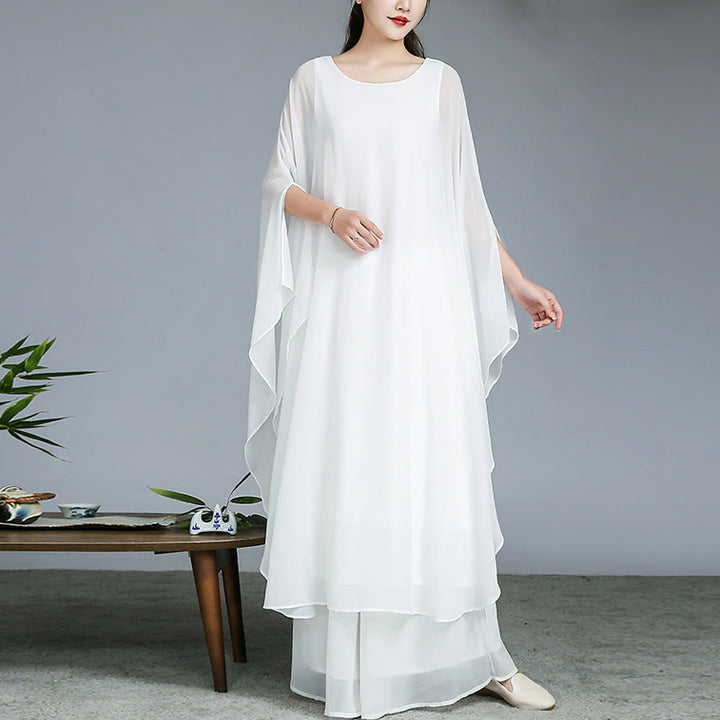 Buddha Stones Prosty wzór Midi Sukienka Szerokie Spodnie Medytacja Duchowy Zen Praktyka Joga Taniec Odzież - image 2