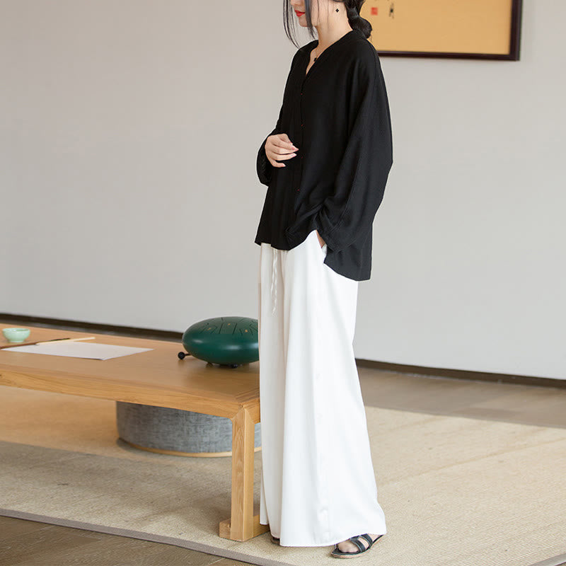 Bluzka z dekoltem w serek z Buddha Stones , damska, z długim rękawem, w stylu chińskim Hanfu - image 23