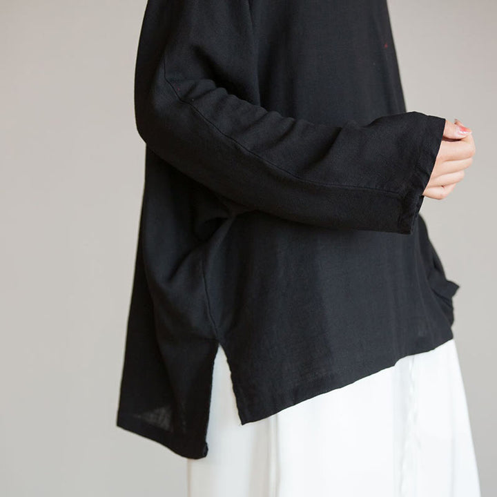 Bluzka z dekoltem w serek z Buddha Stones , damska, z długim rękawem, w stylu chińskim Hanfu - image 17