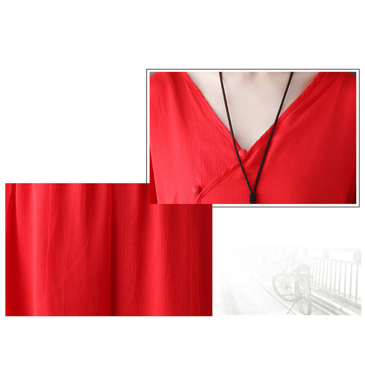 Buddha Stones Sukienka Tunika z Dekoltem w Serek Szerokie Spodnie Medytacja Zen Praktyka Taniec Ubrania - image 19