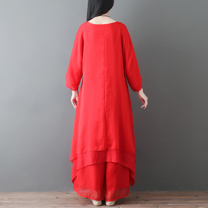 Buddha Stones Sukienka Tunika z Dekoltem w Serek Szerokie Spodnie Medytacja Zen Praktyka Taniec Ubrania - image 11