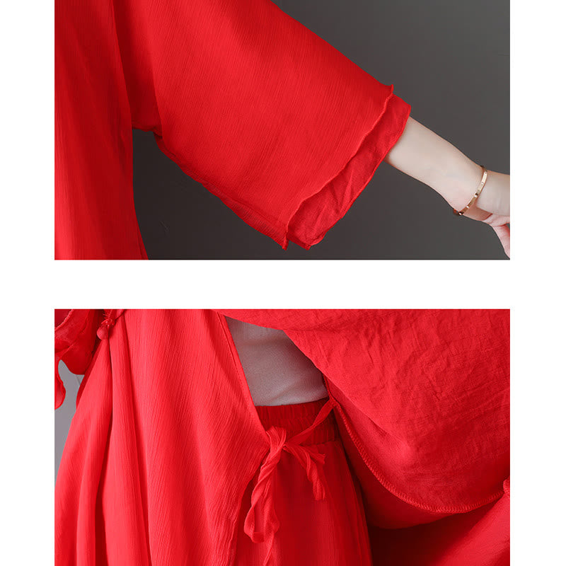 Buddha Stones Sukienka Tunika z Dekoltem w Serek Szerokie Spodnie Medytacja Zen Praktyka Taniec Ubrania - image 17