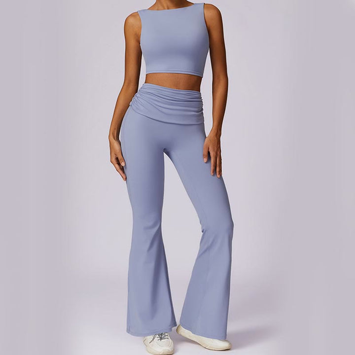 Buddha Stones Bez rękawów Bez pleców Pasek Tank Top Biustonosz Rozkloszowane Spodnie Sport Fitness Joga - image 22