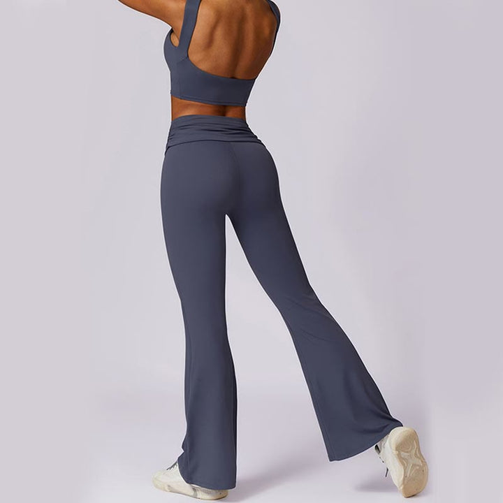 Buddha Stones Bez rękawów Bez pleców Pasek Tank Top Biustonosz Rozkloszowane Spodnie Sport Fitness Joga - image 51