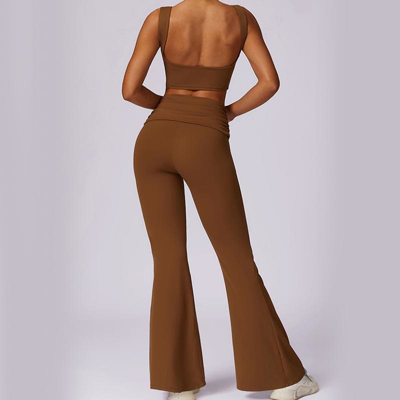 Buddha Stones Bez rękawów Bez pleców Pasek Tank Top Biustonosz Rozkloszowane Spodnie Sport Fitness Joga - image 75